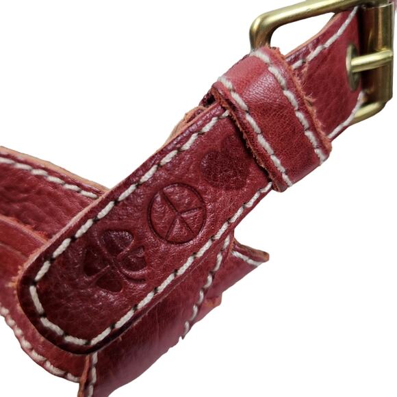 Lucky Brand Wedge Sandal Sz 7.5 Femi Sandal Red Leather Platform - Picture 3 of 13